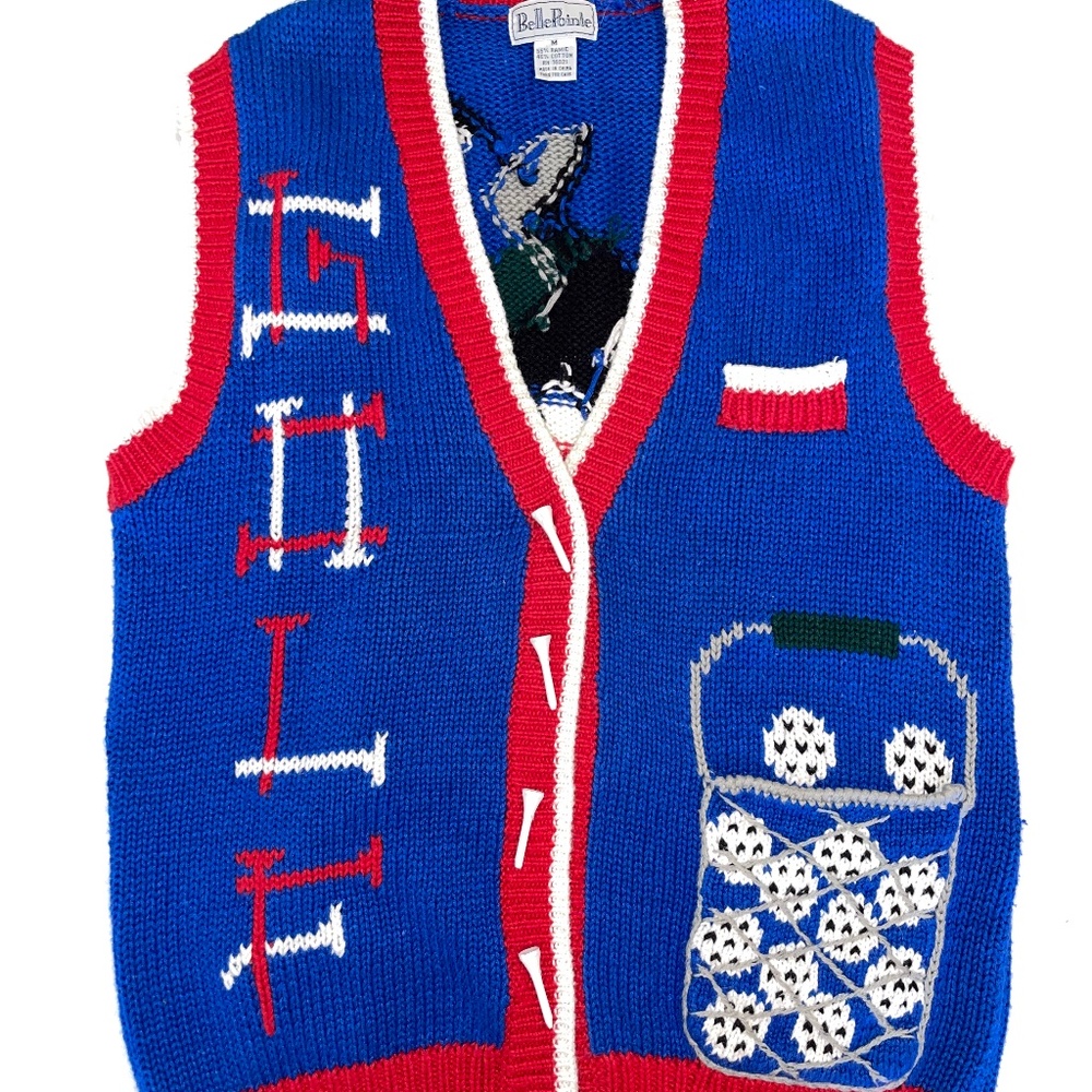 Vintage Novelty Golf Cardigan Vest